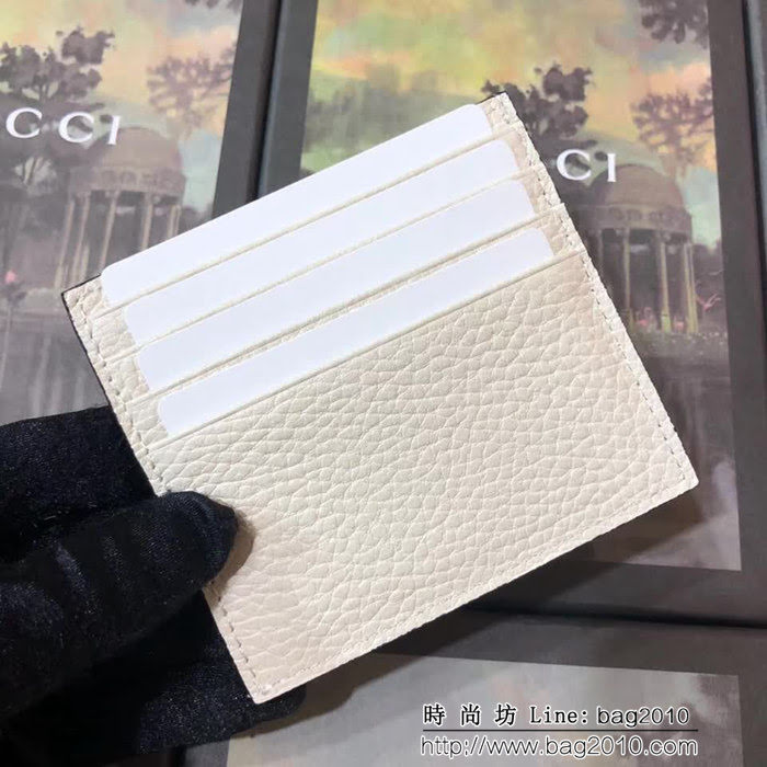 GUCCI古馳 頂級原單 早秋新品 雙色牛皮 女士卡片夾 524305 白配粉 WTG2066